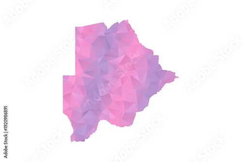 Botswana Map - Polygon Style Vector Illustration in Pink and Purple Gradient, Low Poly Geometric Design, Isolated on White Background for Infographics and Education.