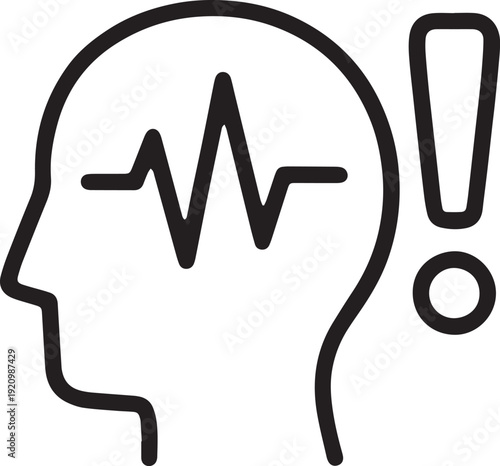 Art & Illustration, Headache and migraine relief line icon for pain management and healthcare symptoms