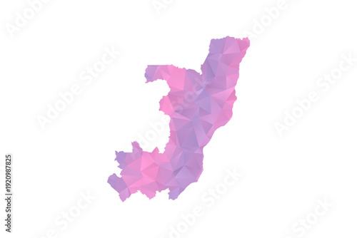 Congo Map - Polygon Style Vector Illustration in Pink and Purple Gradient, Low Poly Geometric Design, Isolated on White Background for Infographics and Education.