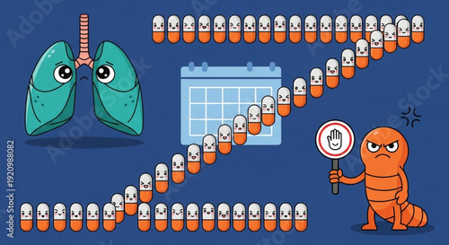  World Tuberculosis Day The persistent battle against lung disease A visual depiction of ongoing medication and the enduring challenge posed by an aggressive health threat