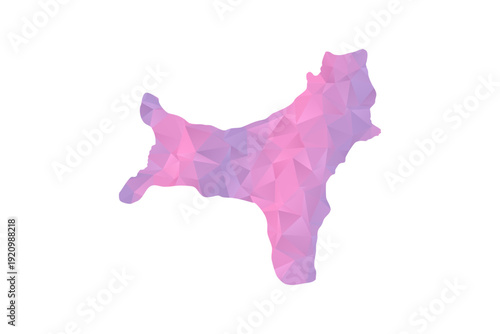 Christmas Island Map - Polygon Style Vector Illustration in Pink and Purple Gradient, Low Poly Geometric Design, Isolated on White Background for Infographics and Education.
