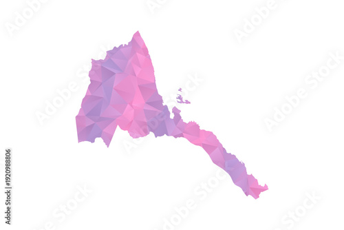 Eritrea Map - Polygon Style Vector Illustration in Pink and Purple Gradient, Low Poly Geometric Design, Isolated on White Background for Infographics and Education.