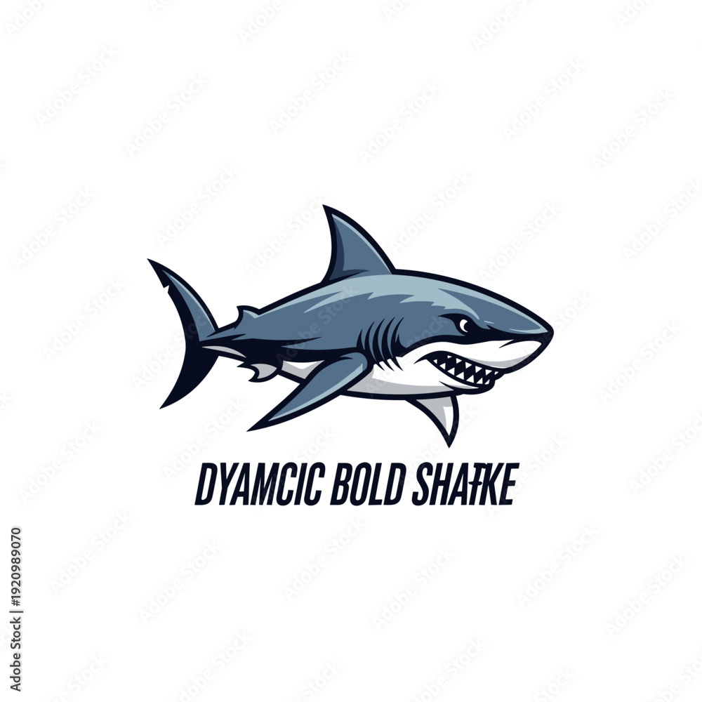Fototapeta premium Aggressive blue shark mascot logo illustration swimming