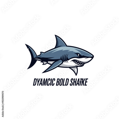 Aggressive blue shark mascot logo illustration swimming