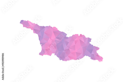 Georgia Map - Polygon Style Vector Illustration in Pink and Purple Gradient, Low Poly Geometric Design, Isolated on White Background for Infographics and Education.