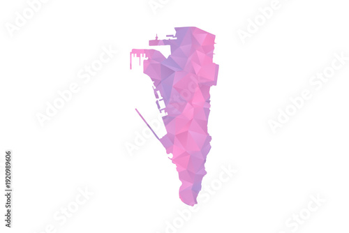 Gibraltar Map - Polygon Style Vector Illustration in Pink and Purple Gradient, Low Poly Geometric Design, Isolated on White Background for Infographics and Education.
