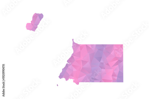 Equatorial Guinea Map - Polygon Style Vector Illustration in Pink and Purple Gradient, Low Poly Geometric Design, Isolated on White Background for Infographics and Education.