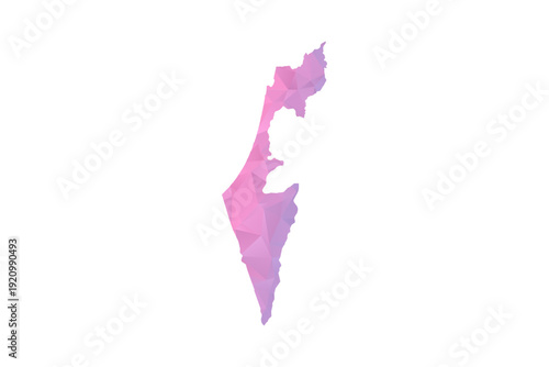 Palestine Map - Polygon Style Vector Illustration in Pink and Purple Gradient, Low Poly Geometric Design, Isolated on White Background for Infographics and Education.