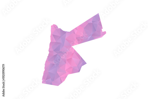 Jordan Map - Polygon Style Vector Illustration in Pink and Purple Gradient, Low Poly Geometric Design, Isolated on White Background for Infographics and Education.
