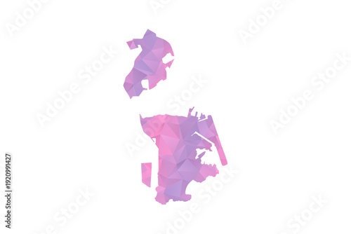 Macao Map - Polygon Style Vector Illustration in Pink and Purple Gradient, Low Poly Geometric Design, Isolated on White Background for Infographics and Education.