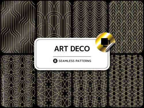 柄違いのシームレスパターンのセット アールデコ