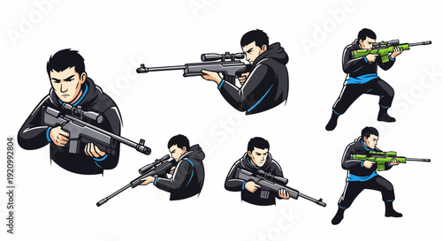 Sniper character for esports branding white background