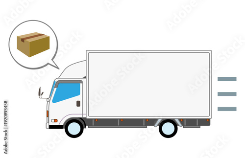 走るトラックとダンボール