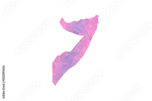 Somalia Map - Polygon Style Vector Illustration in Pink and Purple Gradient, Low Poly Geometric Design, Isolated on White Background for Infographics and Education.