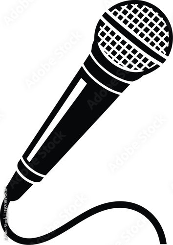 Audio music microphone black and white vector on white background.