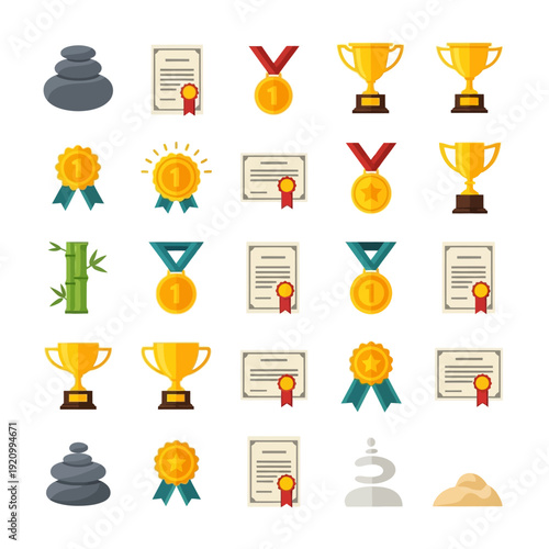 Collection of Trophies and Certificates and Icons.