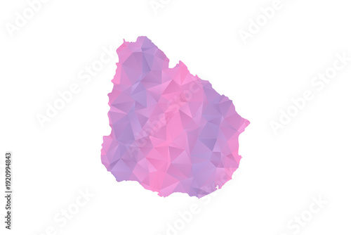 Uruguay Map - Polygon Style Vector Illustration in Pink and Purple Gradient, Low Poly Geometric Design, Isolated on White Background for Infographics and Education.