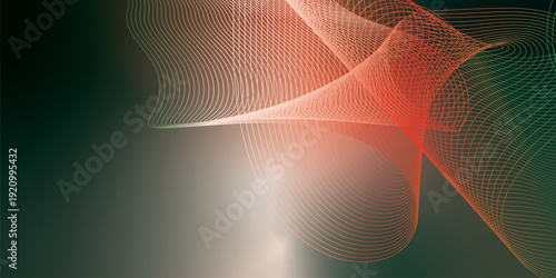 Dark textured noisy background featuring vibrant red, green and white abstract glowing gradient waves with soft blur effect for modern header, poster and banner design