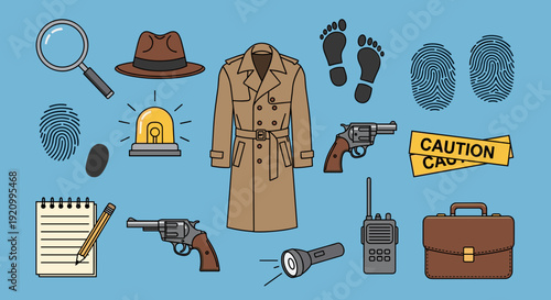 Detective Tools and Accessories Collection Display.