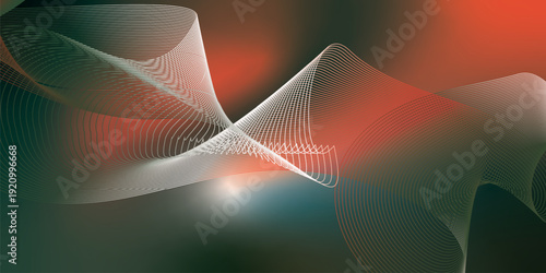 Dark textured noisy background featuring vibrant red, green and white abstract glowing gradient waves with soft blur effect for modern header, poster and banner design