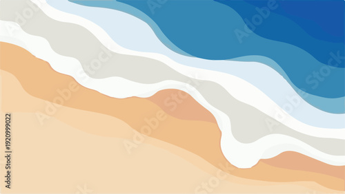 Waves crashing on sandy beach from aerial viewpoint