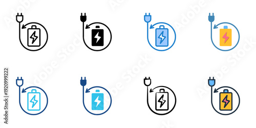 Backup Power icons set multiple style collection. Editable stroke 
