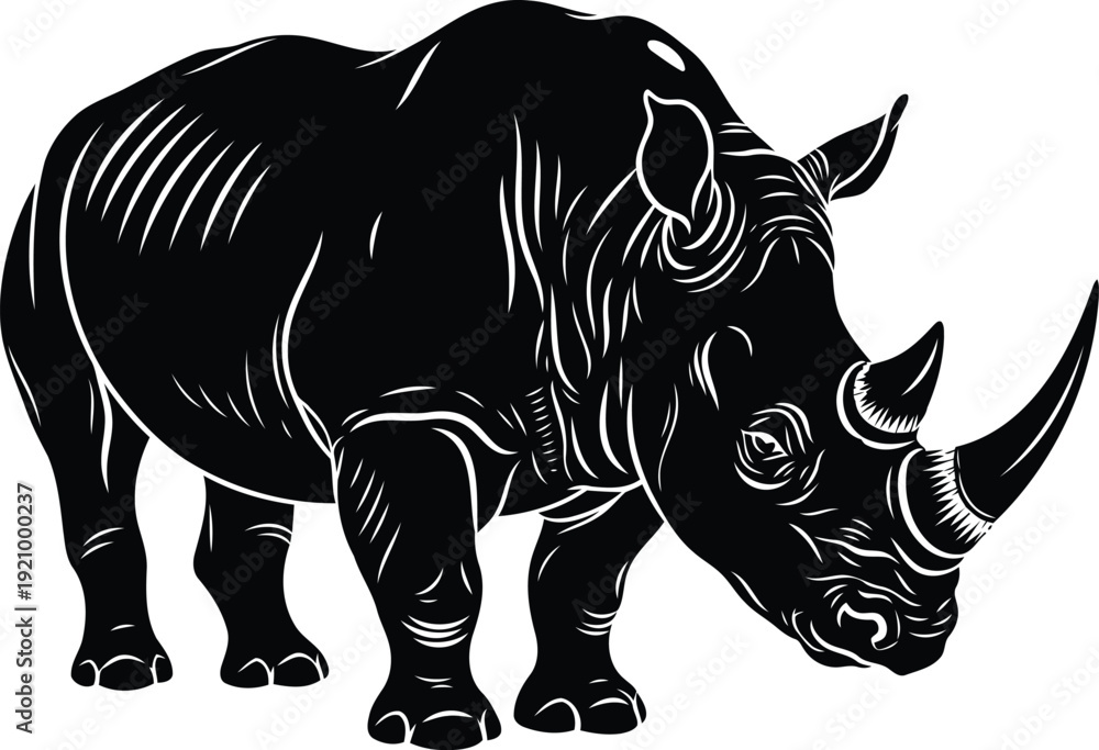 Obraz premium Powerful rhinoceros silhouette graphic
