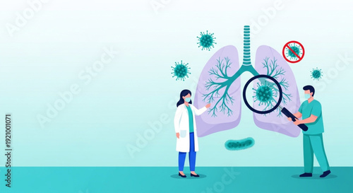 Medical experts conducting essential research on viral infections within the human respiratory system, focusing on lung health and disease prevention strategies