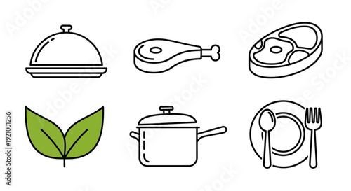 Vector illustrations of food items for culinary and dietary concepts
