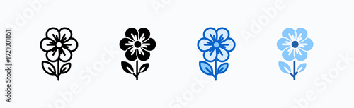 Flower Icon Sheet Multiple Style Collection Isolated Vector