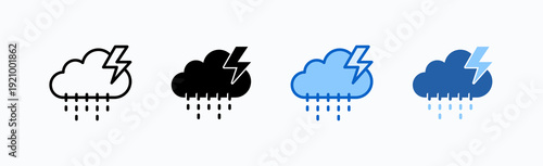 Rain Icon Sheet Multiple Style Collection Isolated Vector