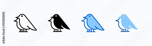 Bird Icon Sheet Multiple Style Collection Isolated Vector