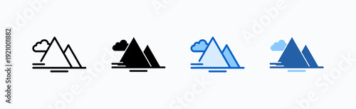 Mountain Icon Sheet Multiple Style Collection Isolated Vector