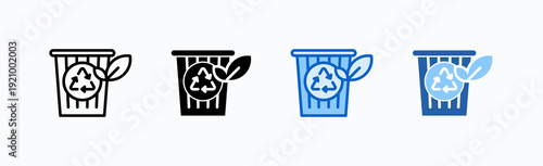 Recycle Bin Icon Sheet Multiple Style Collection Isolated Vector