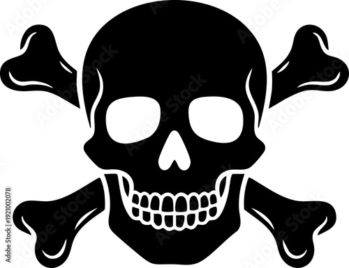 Skull Cross Bone Icon Collection Group with Pirate Symbol, Danger Sign, Poison Emblem, Hazard , Gothic Tattoo Design, Halloween Graphic for Sticker Logo Print Poster Banner.
