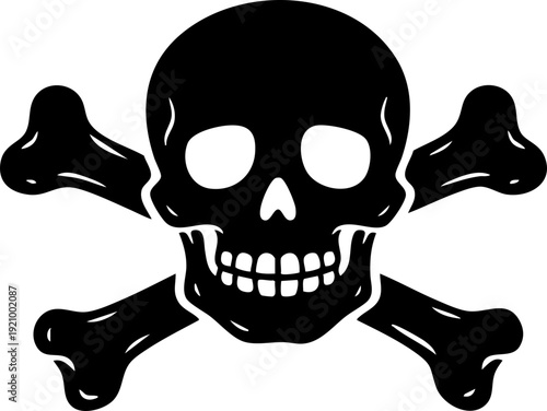 Skull Cross Bone Icon Collection Group with Pirate Symbol, Danger Sign, Poison Emblem, Hazard , Gothic Tattoo Design, Halloween Graphic for Sticker Logo Print Poster Banner.