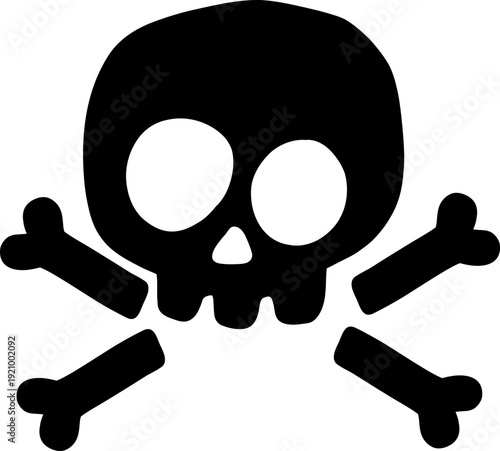 Skull Cross Bone Icon Collection Group with Pirate Symbol, Danger Sign, Poison Emblem, Hazard , Gothic Tattoo Design, Halloween Graphic for Sticker Logo Print Poster Banner.