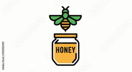 Bee Honey Jar Illustration Design Element.