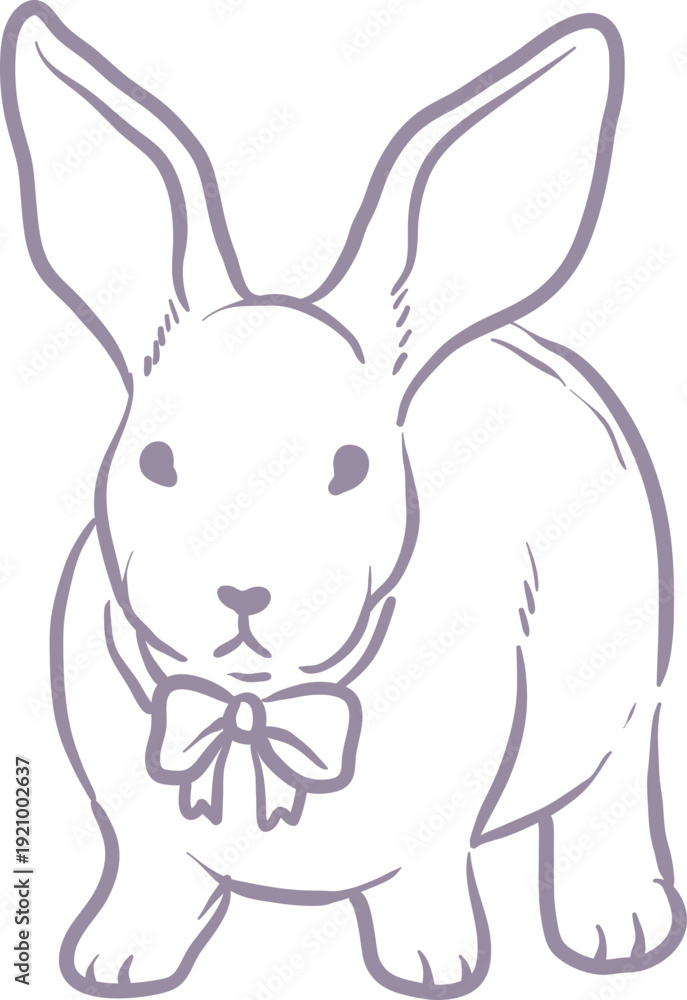 Obraz premium Bunny with Bow, Whimsy Decorative Animal Element