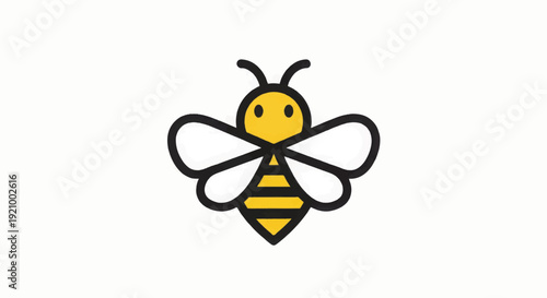 Simple Cartoon Bee Illustration with Stripes.