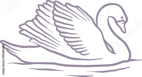 Gliding Swan, Whimsy Baby Shower Illustration