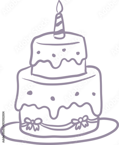 Birthday Layer Cake, Decorative Whimsical Dessert Clipart