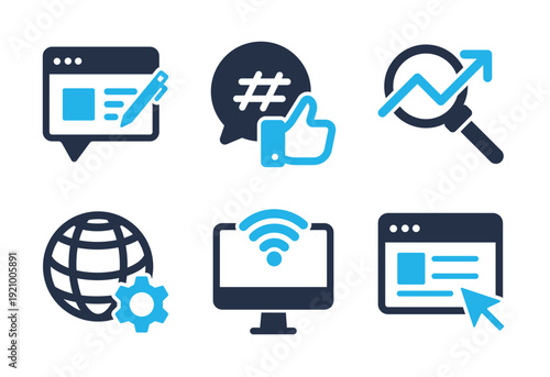 Digital Marketing and SEO icon set. Solid glyph series icons