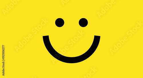 Smiling face with yellow background and black features