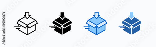 Box Icon Sheet Multiple Style Collection Isolated Vector