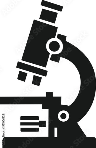 Ultra-minimal black silhouette of a laboratory microscope