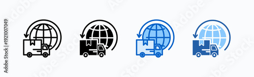 Logistics Icon Sheet Multiple Style Collection Isolated Vector