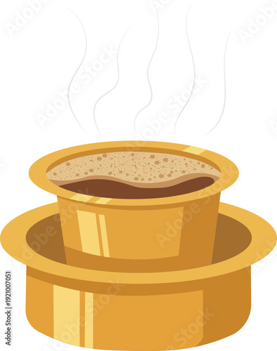 Traditional South Indian filter coffee in a brass tumbler and dabarah