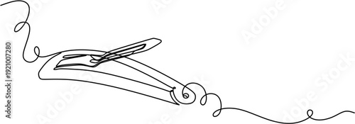 Continuous line drawing of a bobby pin, minimalist hair clip accessory line art