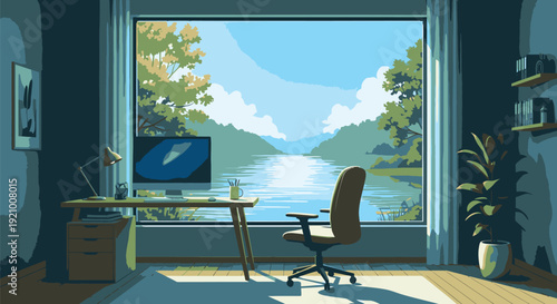 Office Chair in Modern Workspace Interior.